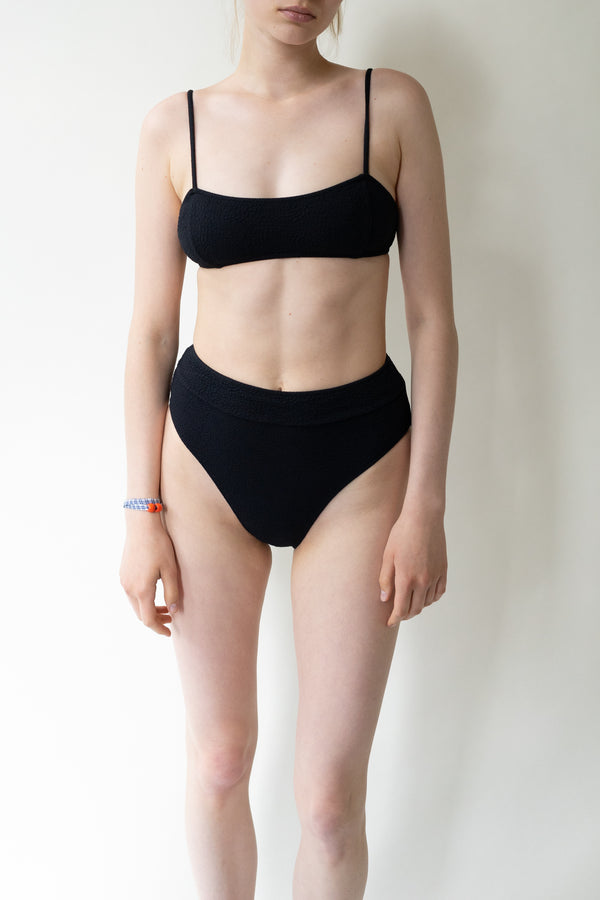 MAYA BLACK TEXTURED BANDEAU TOP