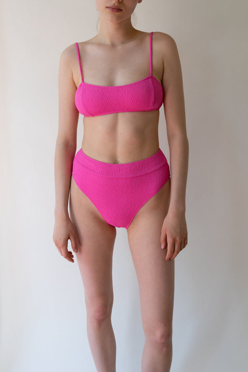 MAYA PINK TEXTURED BANDEAU TOP