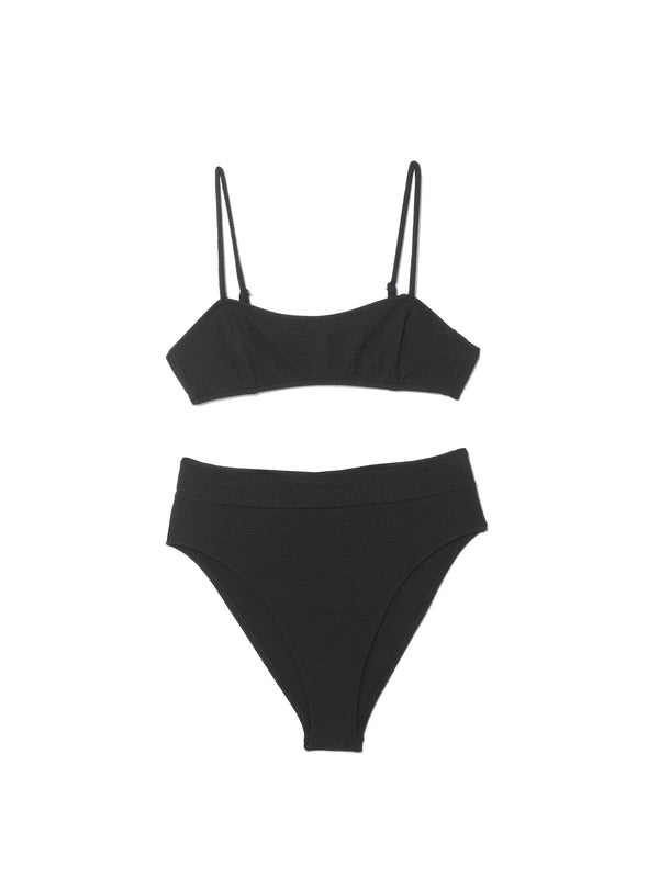 MAYA BLACK TEXTURED BANDEAU TOP