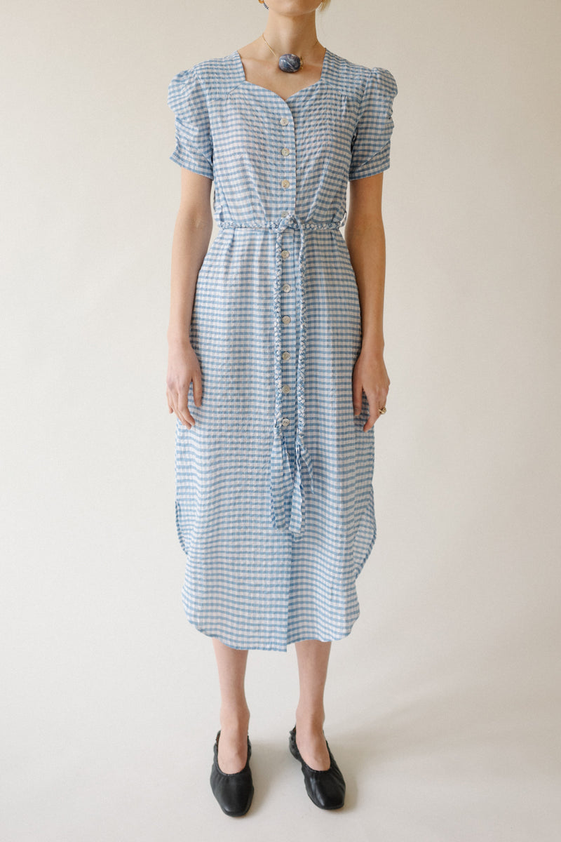 BELIZE | Claudia Midi Blue Check Shirt Dress Belize Officiel BELIZE | Claudia Midi Blue Check Shirt Dress Belize Officiel