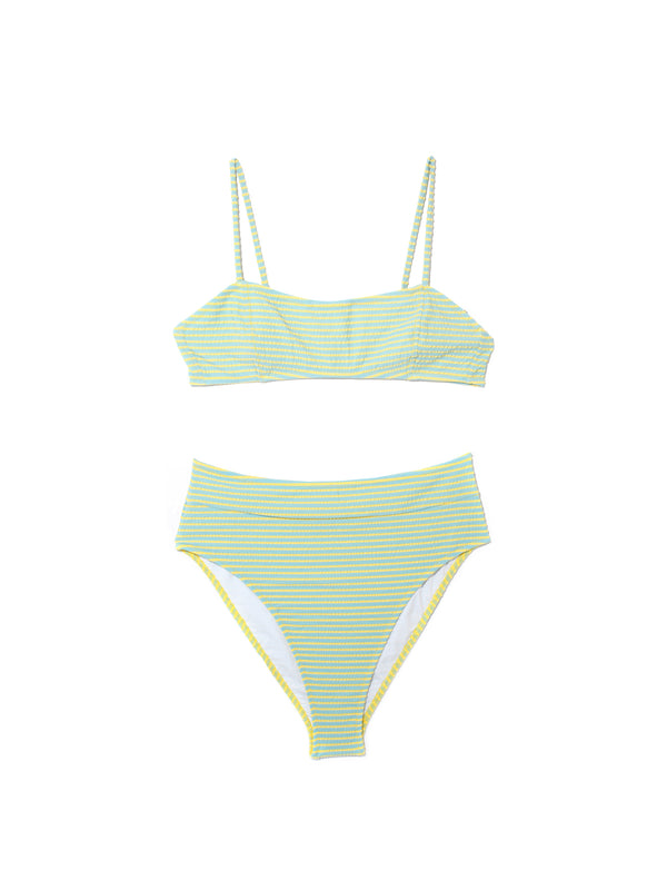 MAYA SKY/YELLOW SEERSUCKER BANDEAU TOP